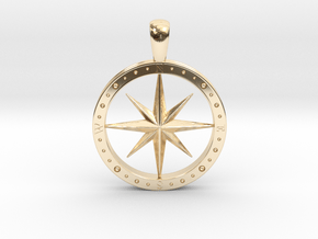 Compass Pendant in 14K Yellow Gold