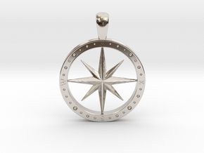 Compass Pendant in Rhodium Plated Brass