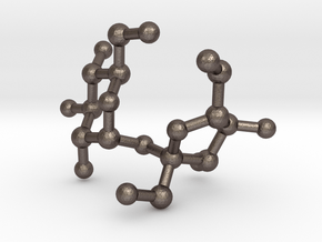 Sucrose (Sugar) Molecule Keychain in Polished Bronzed Silver Steel