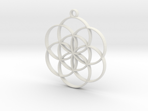 Seed of Life Pendant in White Natural Versatile Plastic