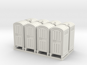 N Scale 8 porta potty toilet in White Natural Versatile Plastic