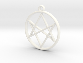 Unicursal Hexagram Pendant in White Processed Versatile Plastic