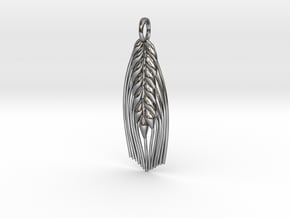 Barley Pendant - Botanical Jewelry in Polished Silver