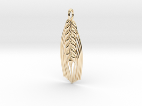 Barley Pendant - Botanical Jewelry in 9K Yellow Gold 