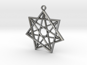 Double Heptagram Pendant in Natural Silver