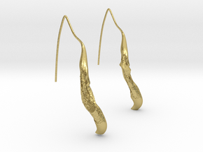 Single line earrings in Natural Brass