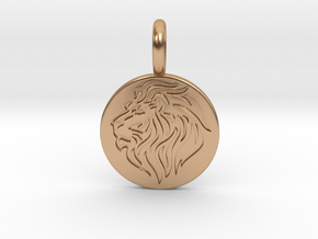 Silver Polished Round Solid Silver Lion Necklace  in Polished Bronze: Extra Small