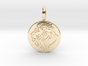 Silver Polished Round Solid Silver Lion Necklace  in 14k Gold Plated Brass: Extra Small
