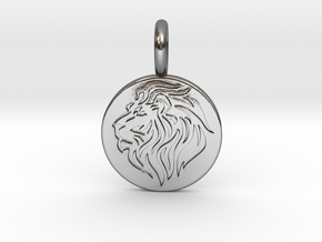 Silver Polished Round Solid Silver Lion Necklace  in Polished Silver: Extra Small
