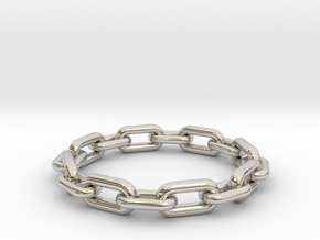 Long Chain ring All Sizes, Multisize in Rhodium Plated Brass: 5.5 / 50.25