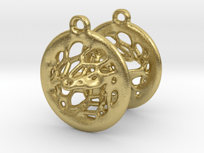 Voronoi Earrings (1st Edition) in Natural Brass