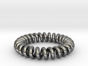 Helical Ring All Sizes, Multisize in Fine Detail Polished Silver: 5 / 49