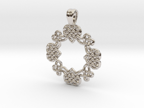 Linked hearts in Rhodium Plated Brass