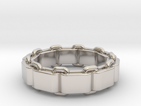 Square chain ring All sizes, Multisize in Rhodium Plated Brass: 5.5 / 50.25