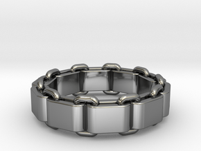 Square chain ring All sizes, Multisize in Fine Detail Polished Silver: 5.5 / 50.25