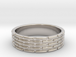 Rice grain chain ring all sizes, multisize in Rhodium Plated Brass: 8.5 / 58