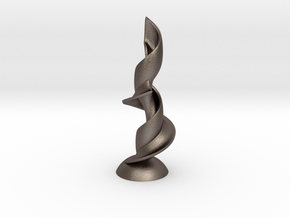 Flame statue in Polished Bronzed-Silver Steel: Small