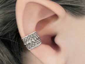Dragon Scale Concha Ear Cuff in Antique Silver