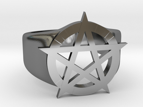 ringpentagramtrial in Fine Detail Polished Silver