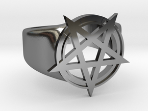 ringpentagramtria2 in Fine Detail Polished Silver