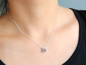 B Letter Pendant (Necklace) in Polished Silver