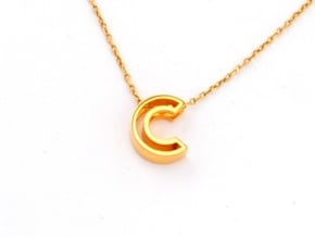C Letter Pendant (Necklace) in 14K Yellow Gold