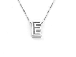 E Letter Necklace in Polished Silver