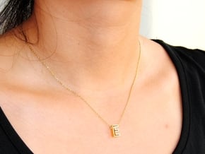 E Letter Necklace in 18k Gold Plated Brass