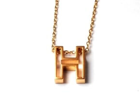 H Letter Pendant (Necklace) in 14K Yellow Gold