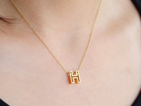 H Letter Pendant (Necklace) in 18k Gold Plated Brass