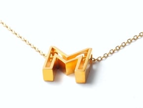 M Letter Pendant (Necklace) in 14K Yellow Gold