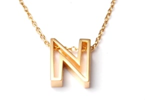 N Letter Pendant (Necklace) in 18k Gold Plated Brass