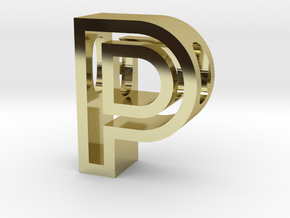 P Letter Pendant (Necklace) in 18k Gold Plated Brass