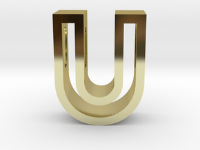 U Letter Pendant (Necklace) in 18k Gold Plated Brass
