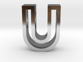 U Letter Pendant (Necklace) in Polished Silver