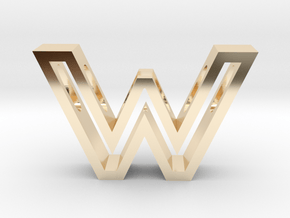 W Letter Pendant (Necklace) in 14K Yellow Gold