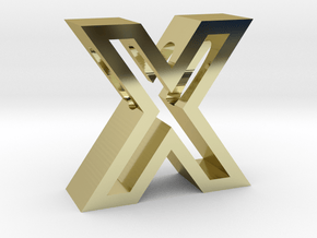 X Letter Pendant in 18k Gold Plated Brass