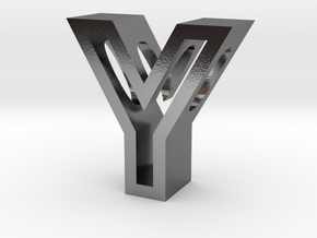 Y Letter Pendant (Necklace) in Polished Silver