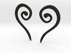 Medieval Half Heart pair of earrings in Black Premium Versatile Plastic