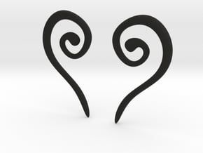 Medieval Half Heart pair of earrings in Black Natural TPE (SLS)