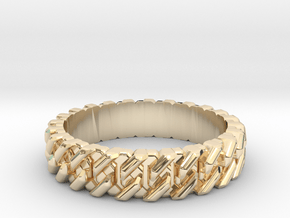 Cuban Link Ring All sizes, Multisize in 14k Gold Plated Brass: 9 / 59