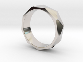 Faceted ring All sizes, multisize in Rhodium Plated Brass: 5 / 49