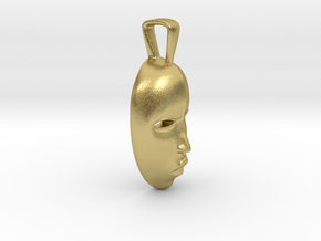 Jewelry African Dan Mask Pendant in Natural Brass