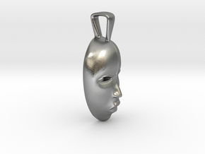 Jewelry African Dan Mask Pendant in Natural Silver