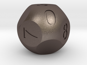 D10 3-fold Sphere Dice in Polished Bronzed Silver Steel