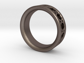 X Ring in Polished Bronzed-Silver Steel: 10.5 / 62.75