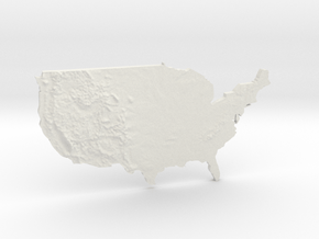 USA Heightmap in White Natural Versatile Plastic