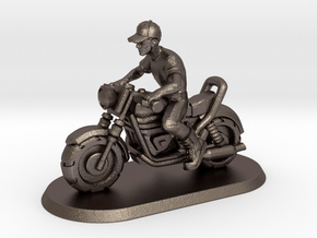 1/144 Motorcycle Rider in Polished Bronzed-Silver Steel
