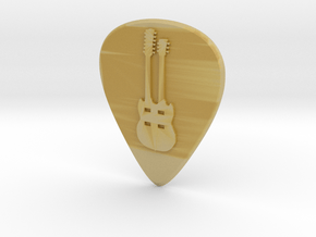 Guitar Pick_Double Neck Guitar in Tan Fine Detail Plastic