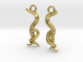 C. elegans Nematode Worm Earrings in Natural Brass